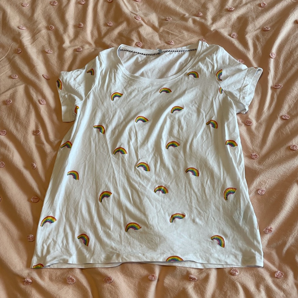 ASOS Rainbow Print White T-Shirt